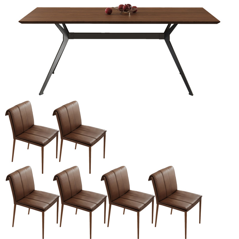 Modern vintage high-class dining table set, 29.5"H x 62.9"L x 35.4"W