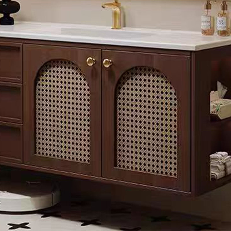 Armoire de salle de bain minimaliste rétro française, H 21,65 po x l 51,18 po x P 19,69 po