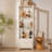 71'' Tall Display Cabinet With Single Upholstered Glass Door, China Cabinet, Wine Cabinet With 5 Colors Adjustable LED Ceiling Light For Living Room, Home, Bar, Studio Or Workspace