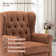 Button-Tufted Small Wingback Accent Chair with Rolled Arm and Thick Padded Cushion