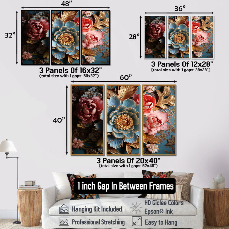 Ensemble de salon Baron - pivoine, Noir, noir, noir, noir, H 32 po x l 48 po