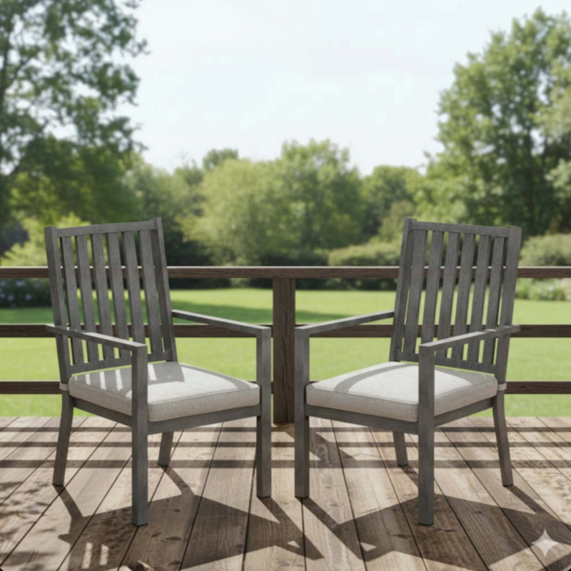 Ensemble de 2 chaises de patio en aluminium toutes saisons avec coussins et structure épais, 2, Gris