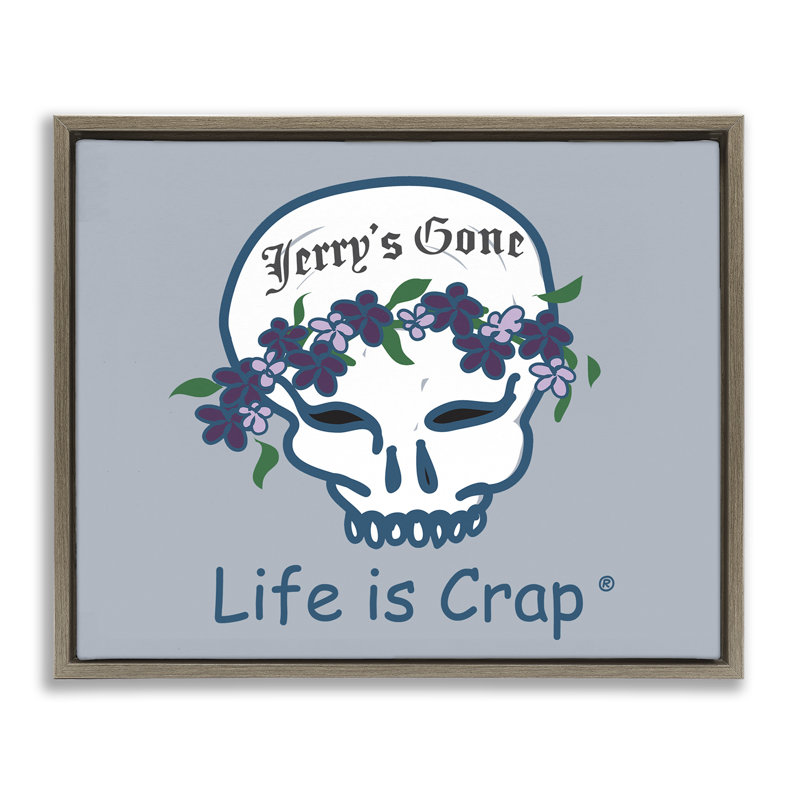 «Jerry's Gone Skull Floater», art mural sur toile par LIC, Cadre flottant orme Montalcino, H 17 po x l 21 po