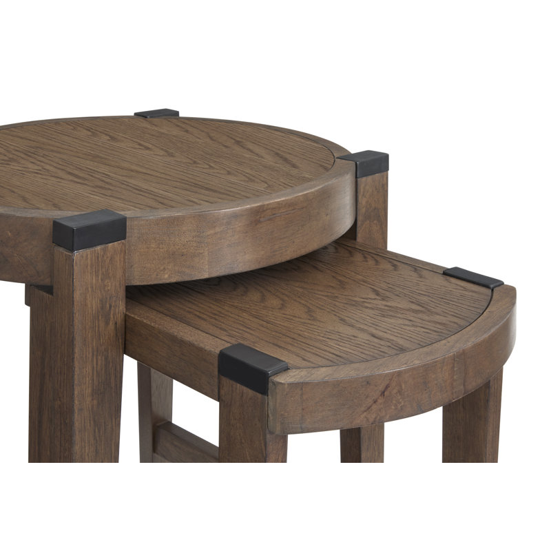 Table de bout ronde avec 2 tables de bout gigognes, 5 pièces: tables basses, 4 tables de bout