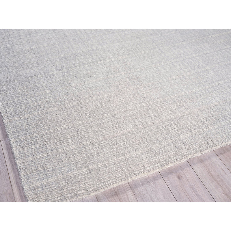 Alpine Hand Loomed Plaid Area Rug in Silver/Ivory, Rectangle 12' x 15'