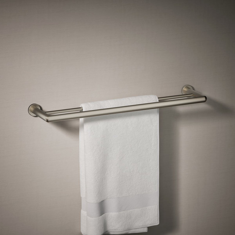Kumin 26" Wall Mounted Towel Bar, Vibrant Brushed Nickel