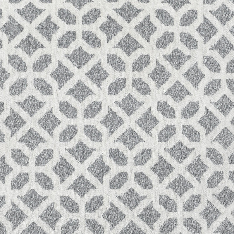 Round Cocktail Ottoman, Gray Lattice