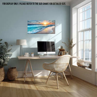  Beach Canvas Wall Art Coastal Sunset Prints Modern Ocean Painting Serene Blue Beach Artwork Decor Vibrant Summer Scene Wall Decoration for Living Room Bedroom Office, 20x40 inches