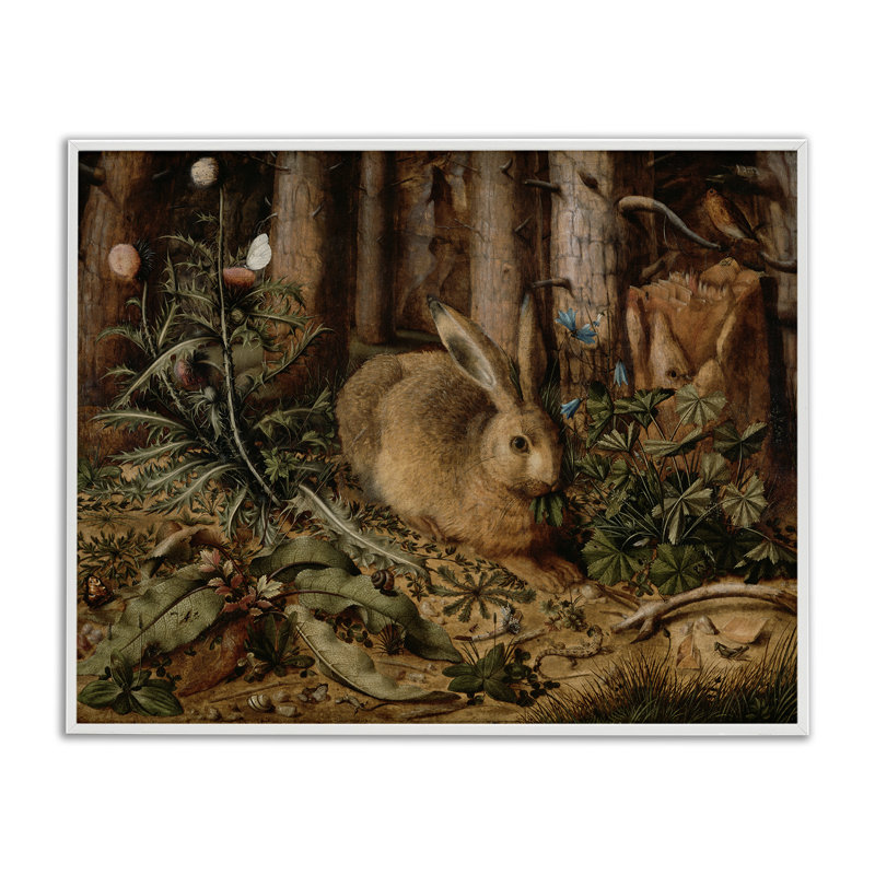 Lapin dans le feuillage de la forêt, estampe numérique, conception par Arlington Prints, H 24 po x l 30 po