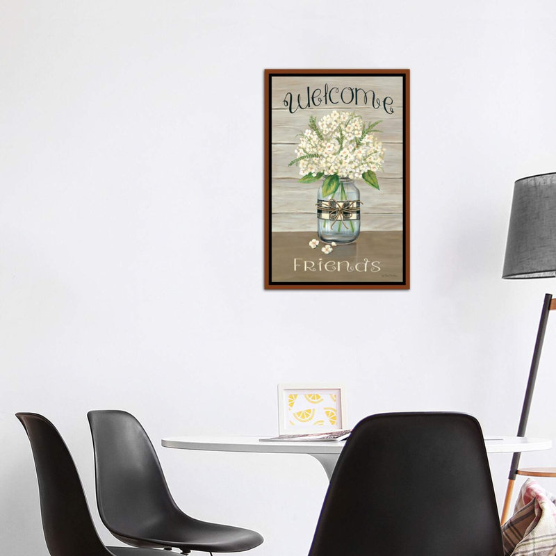 «Welcome Friends Mason Jar» par Pam Britton - impression d'art graphique, H 40 po x l 26 po x P 1,5 po
