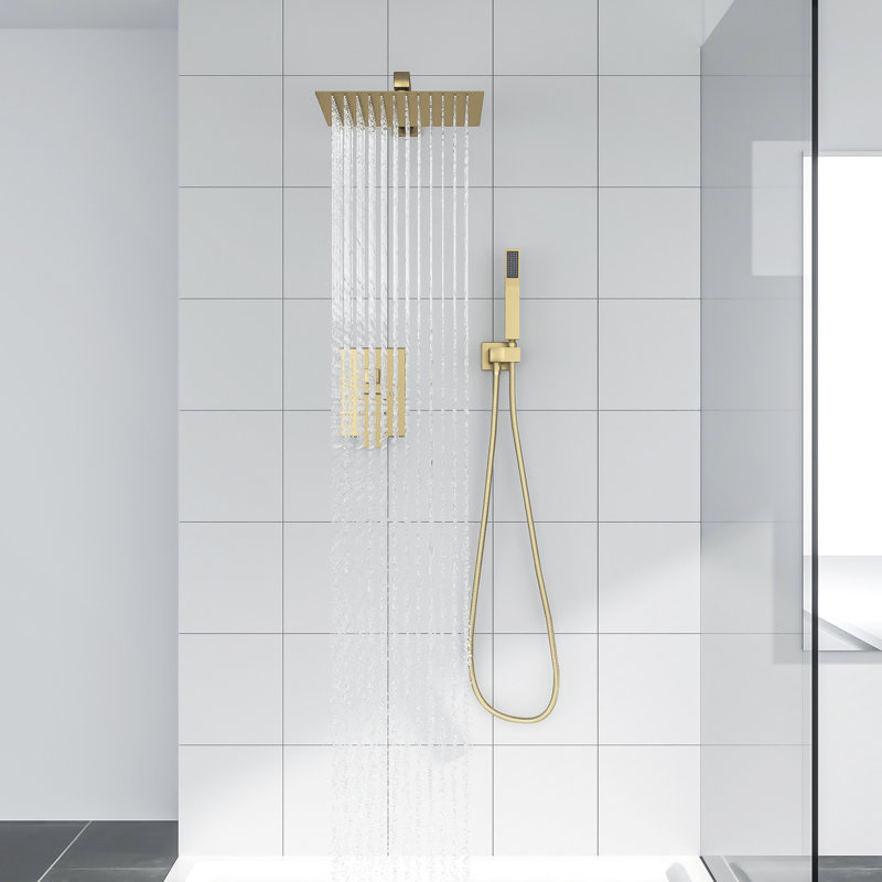 Complete Shower System with Rough in-Valve, Gold Brushed