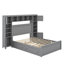 Grand lit en bois avec armoire, tablette et lit gigogne