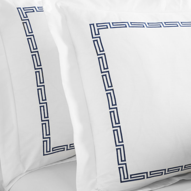 Harrison Cotton Greek Key Embroidered 3 Piece Duvet Cover Set by Superior, King/California King +2 King Shams