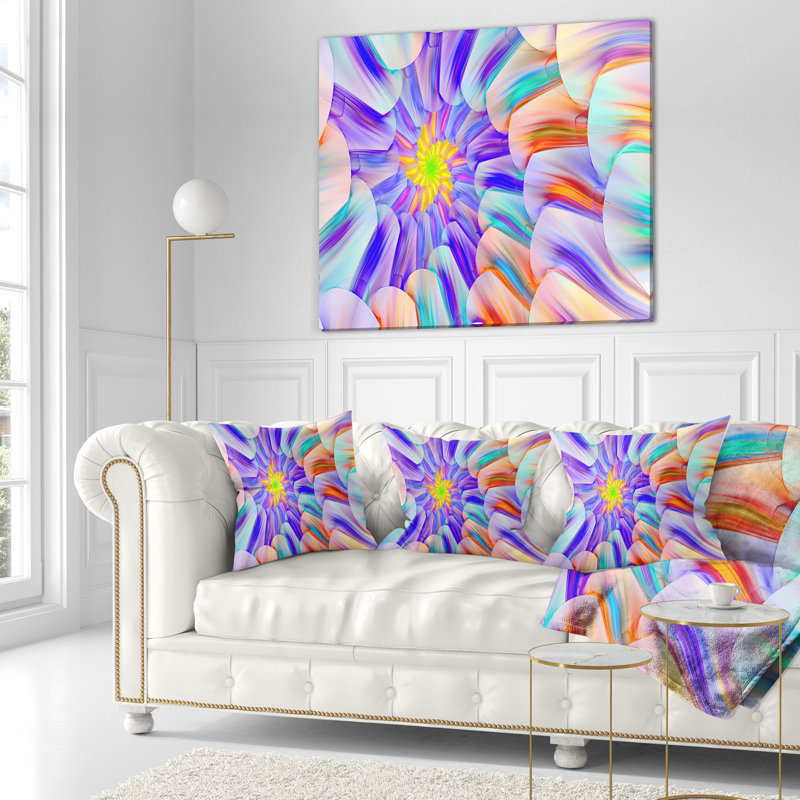 Spectaculaire vitrail avec spirales - coussin imprimé floral, 16 po x 1 po, Bleu pâle, Coussin décoratif