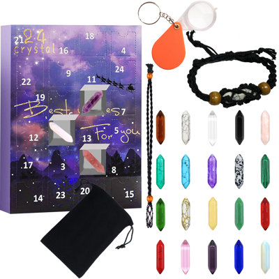 Advent Calendar 2023-24 Days Crystal And Healing Stone Kit With Crystal Necklace And Bracelet