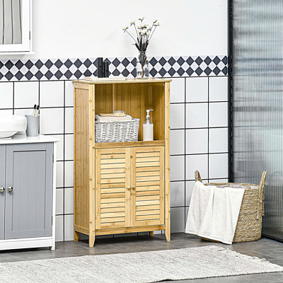 Bamboo Floor Cabinet Bathroom Floor Cabinet Living Room Organizer Tower with Multiple Shelves and Doors Bamboo Floor Cabinet Bathroom Floor Cabinet Living Room Organizer Tower with Multiple Shelves and Doors