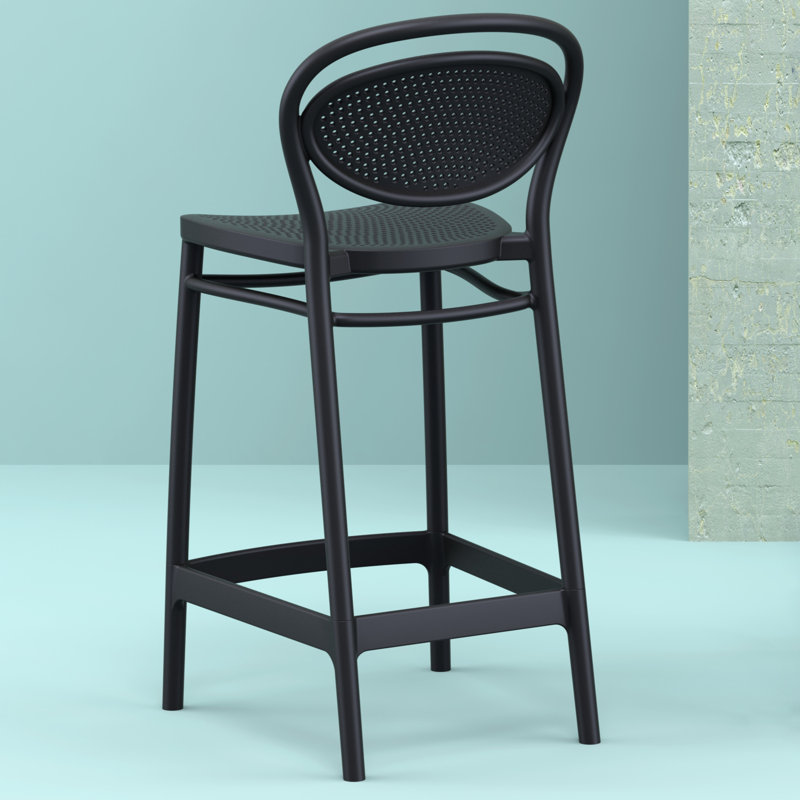Tabouret de bar pour le patio Farrah, Noir, Tabouret de comptoir (siège d'une hauteur de 25,6
