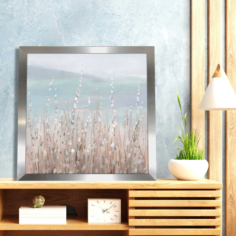Coastal Morning Blooms - Peinture, L 25,5 po x H 25,5 po, Encadrement argenté