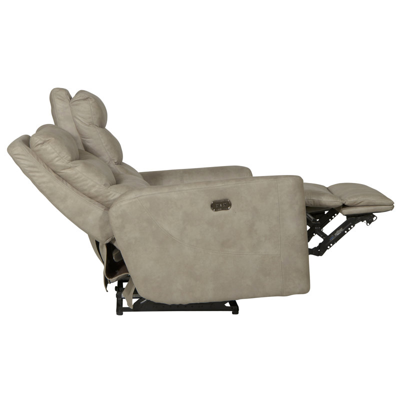 56" Round Arm Reclining Loveseat, Power, Beige