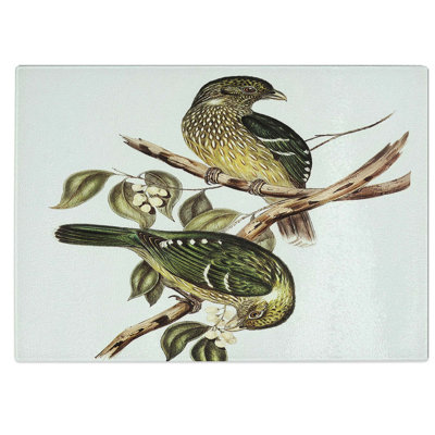 Tempered Glass Cat Birds Chopping Board