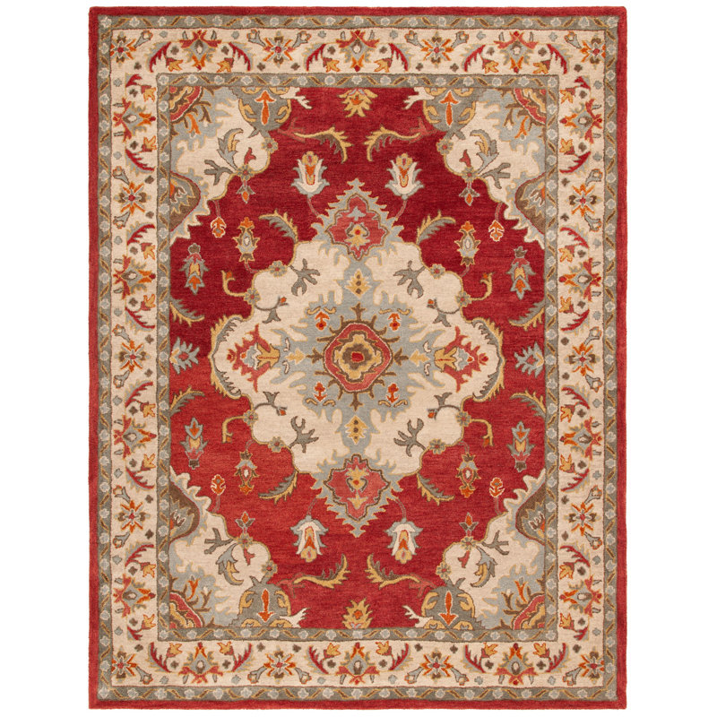 Mavek Hand Tufted Wool Oriental Rug, Rectangle 6' x 9'