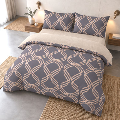 Microfiber Geometric Shapes Duvet Cover Set