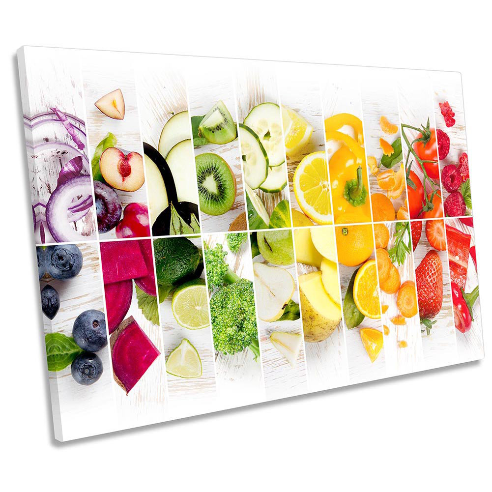 Fruit And Veg Collage Kitchen - Wrapped Canvas Print