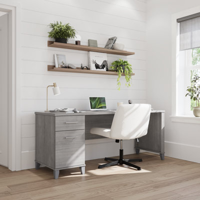 Bureau 72W avec tiroirs gris platine