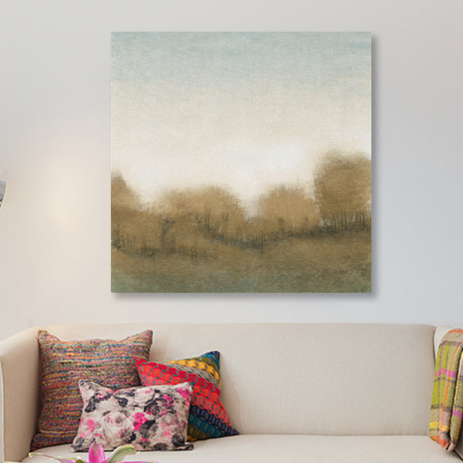 «Golden Treeline I», reproduction d'art sur toile tendue, Papier avec cadre noir, Blanc, H 24 po x l 24 po x P 1 po