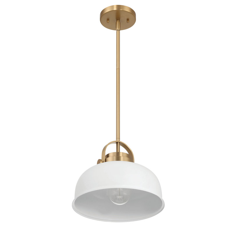 Luminaire suspendu en dôme à 1 lumière Grisel, Or, Blanc