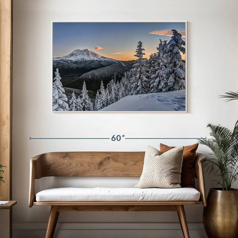 Mont Rainier Sunrise, Cadre flottant blanc, 46 po x 31 po