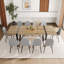 Ensemble de table de salle à manger 87 pouces en bois avec chaise rembourrée en similicuir-115826495-115826493