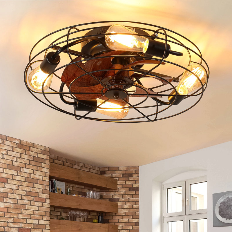 Modern Ceiling Fan With Light Remote Control, 3 Solid Wood Blades, Suitable For Indoor And Outdoor