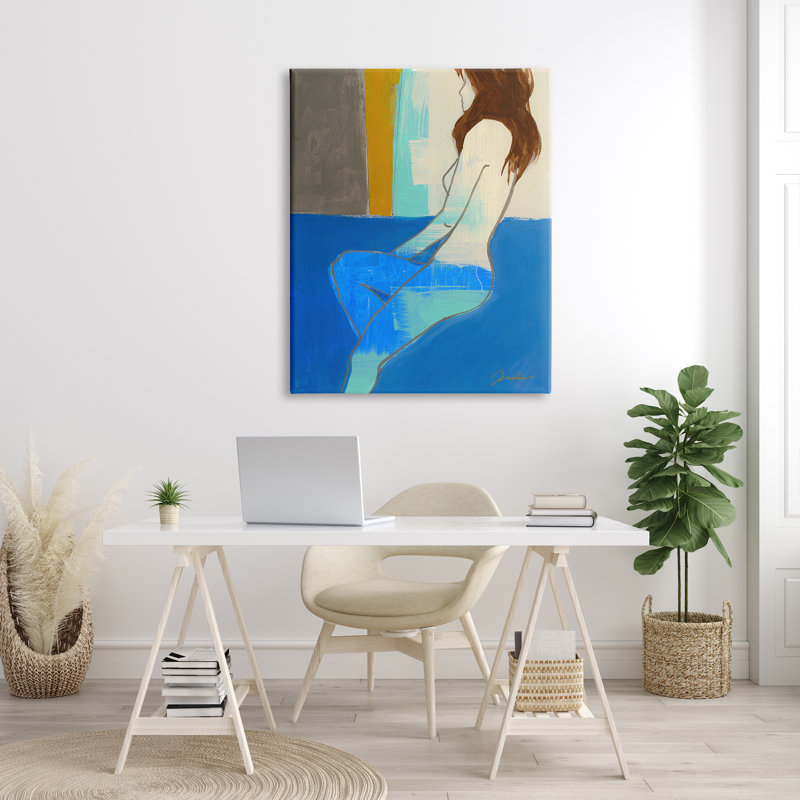 Abstrait, peinture bleue chaos, mouvement rigide et audacieux, giclée noire, art texturé par Sarah Stockstill977