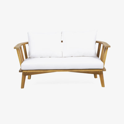 Outdoor Wooden Loveseat with Cushions
