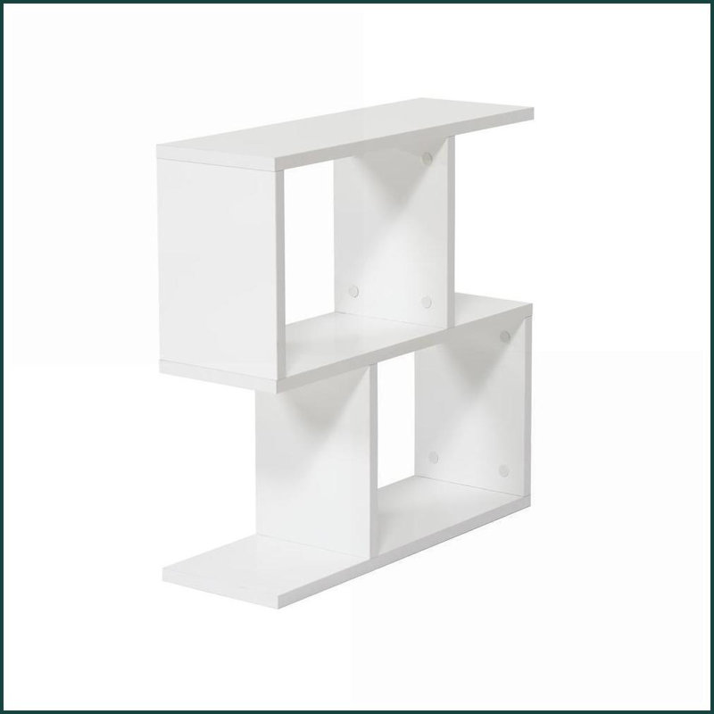 End Table 23 Inch Skinny Chairside with 4 Shelves, White Modern Narrow Living Room | White | Solid Wood, White