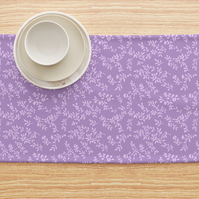 Table Runner, 100% Cotton, 16X108", Purple Vines, 108" L x 16" W
