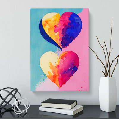 Watercolour Love Heart - Wrapped Canvas