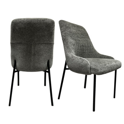 Chaise d'appoint de salle à manger en tissu gris avec 2 sièges à oreilles de style moderne, rembourrés de mousse et 2 pièces, conception minimaliste grise