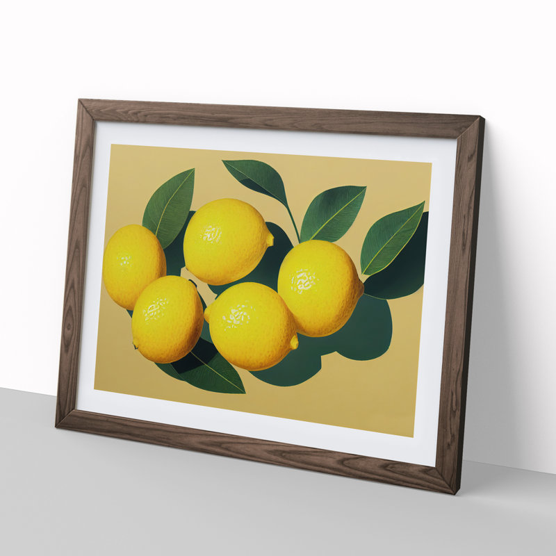 Citrus Fruit Lemons Vol.1 - Framed Print, 25cm H x 34cm W x 2cm D, Walnut Framed