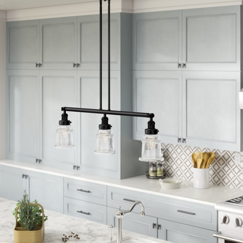 Galaviz 3 - Light Kitchen Island Pendant, Clear, No Bulb Included, Antique Copper