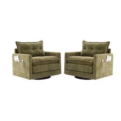 36" Chenille Upholstered Single Swivel Chair*2