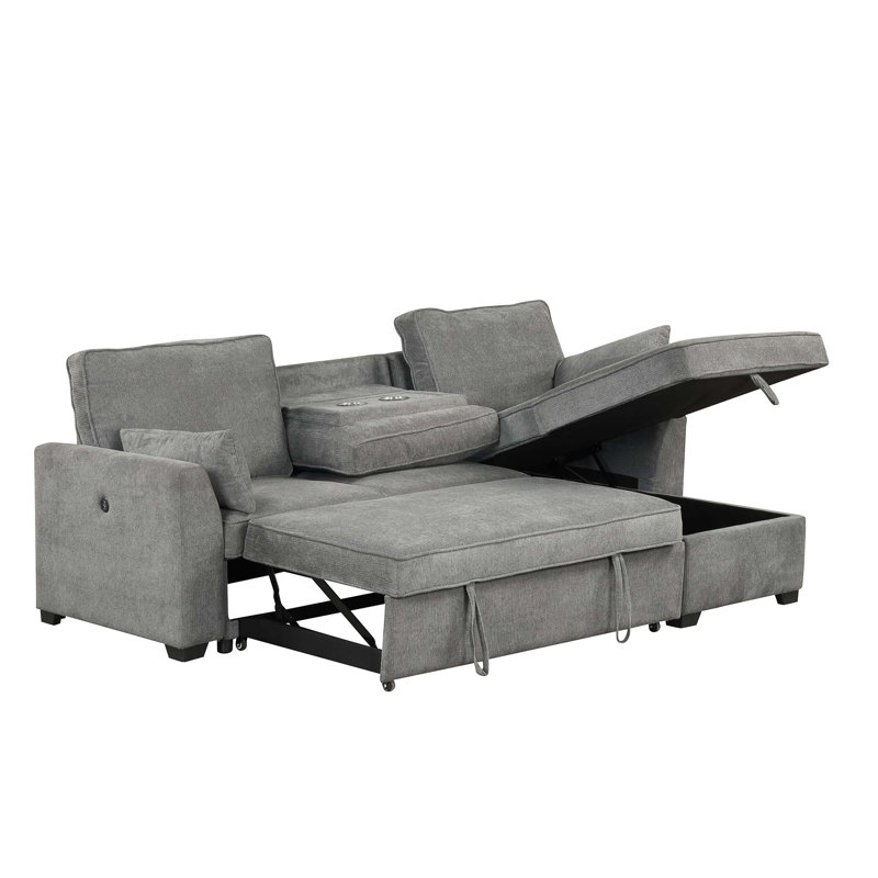 Fabric With Square Arms Sofa, Gray Fabric
