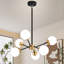 Lustre spoutnik moderne à 6 lumières avec abat-jour en verre blanc laiteux Roemer-590953746