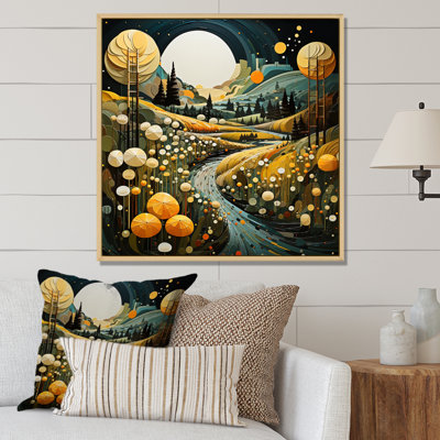 Countryside Reverie Pointillism VII - Landscapes Canvas Wall Art