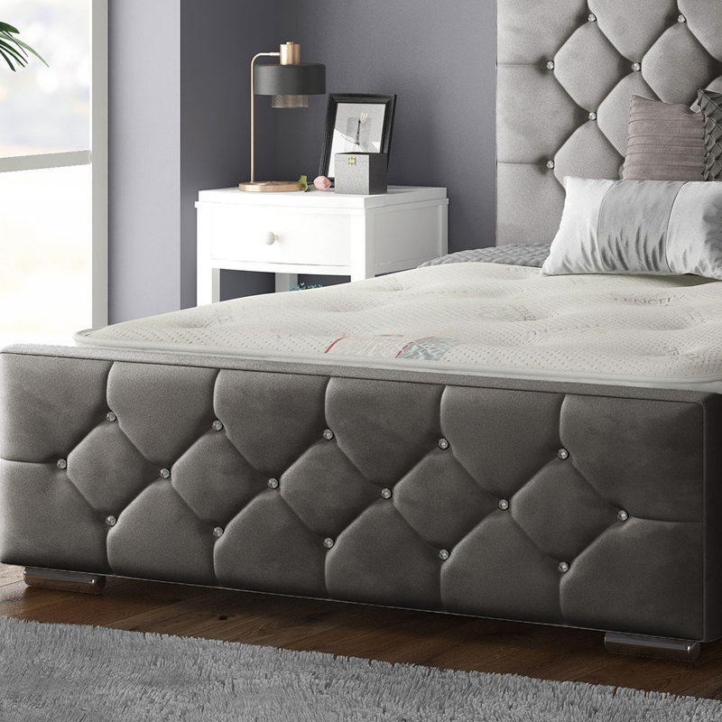 Chen Upholstered Bed, Grey, Kingsize (5')
