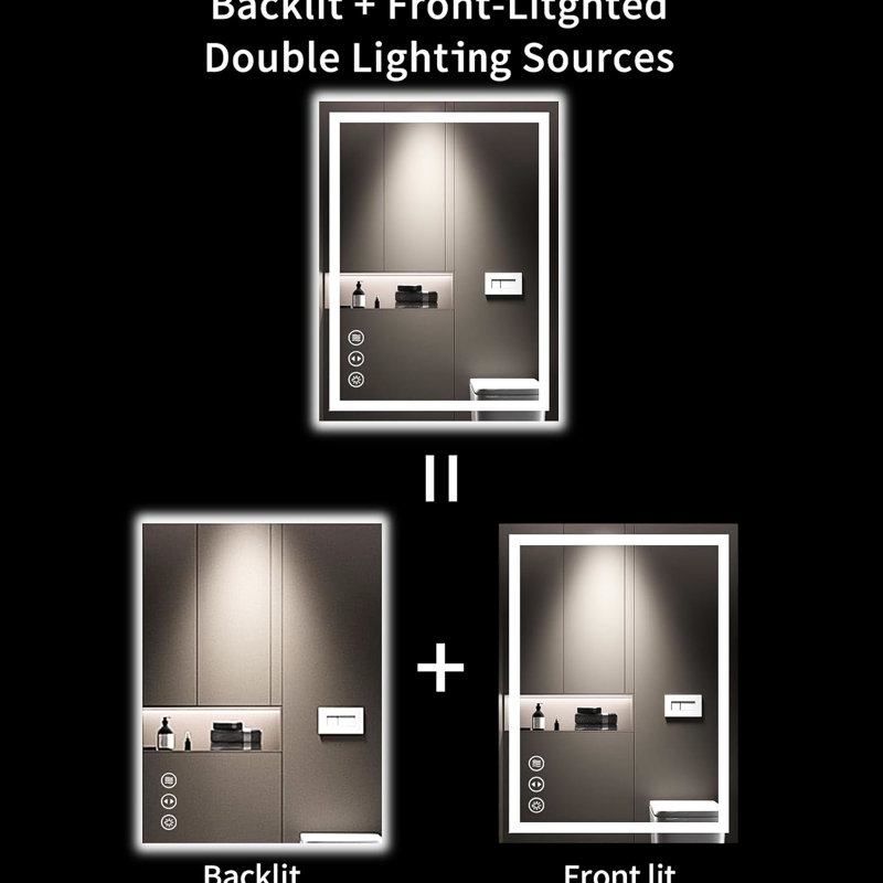 Miroir de salle de bain 32 po x 24 po IP54, 32" x 24"
