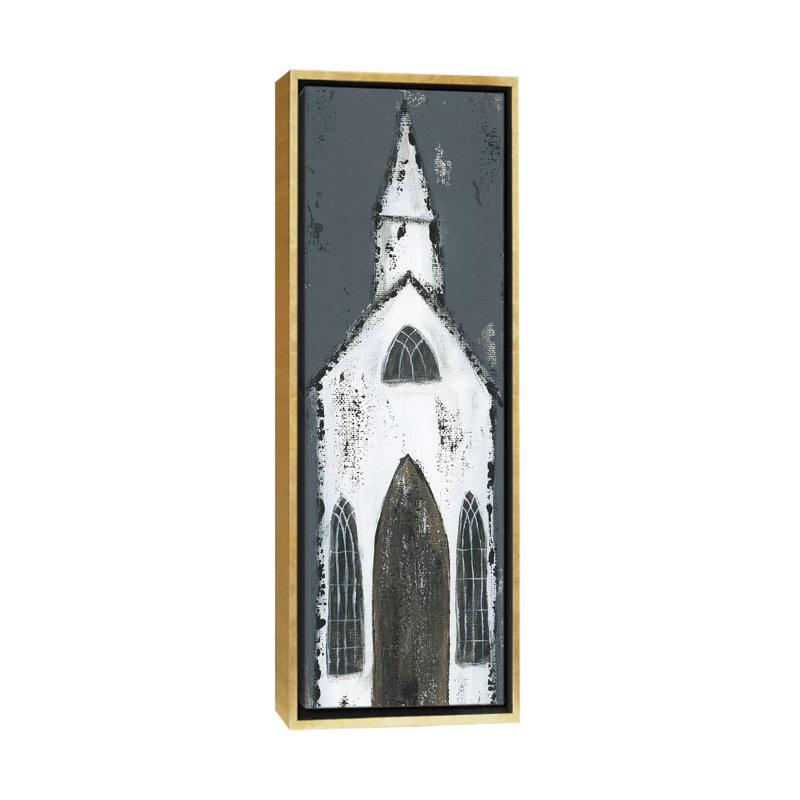 Grande chapelle blanche par Ashley Bradley-reproduction d’art sur toile, H 72 po x l 24 po x P 1,5 po, Toile encadrée d'or