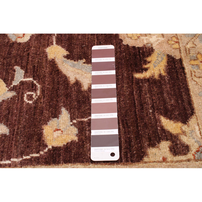Tapis brun foncé en laine noué à la main de conception unique 8 pi 10 po x 11 pi 9 po New Age Chobi