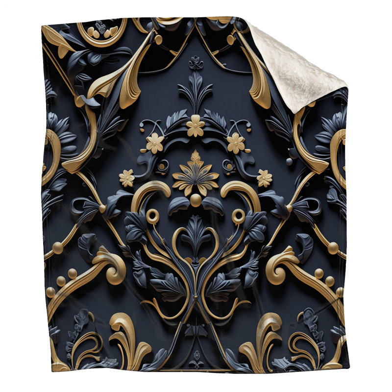Couvertures ornées à motif floral baroque, 60in W x 80in H